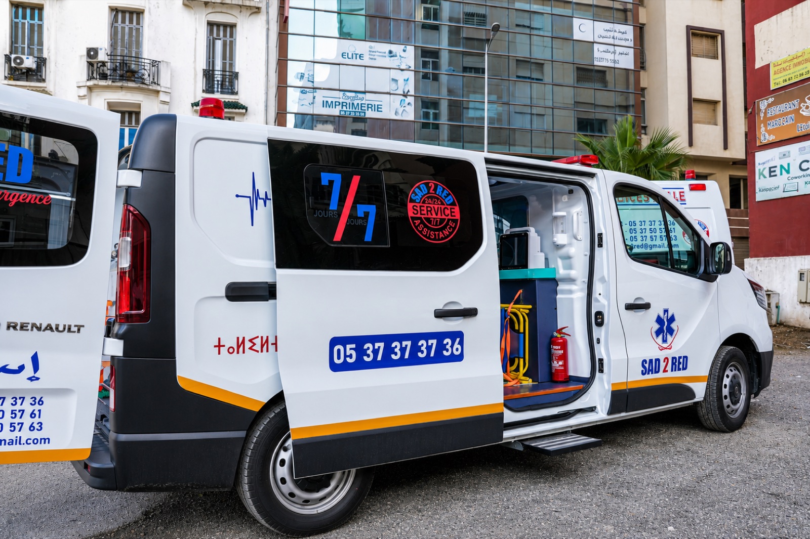 Ambulance with open door