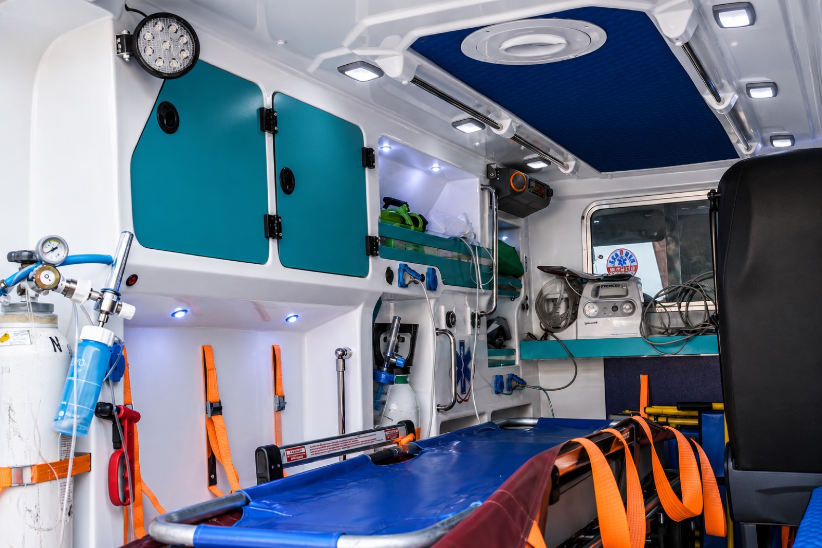 Equipped ambulance interior
