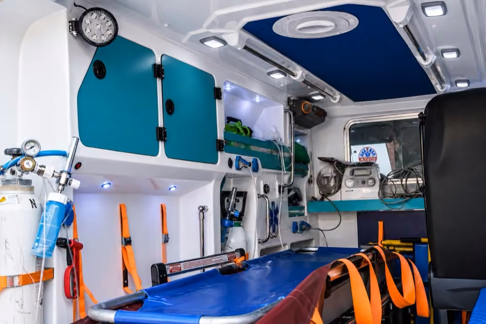 Equipped ambulance interior